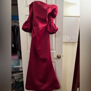Jovani Red Burgundy long sleeve gown dress